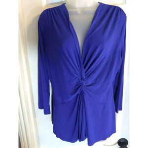 Elios Top Blue Knotted Neck Sz 2X Bust 38 Length 28